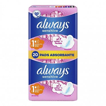 Дамски превръзки Always Duo Sensitive normal 20 бр.