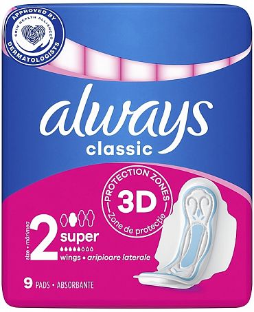 Дамски превръзки Always Classic Maxi dry 9 бр.