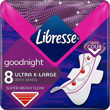 Дамски превръзки Libresse Ultra+X-Large good night 8 бр.