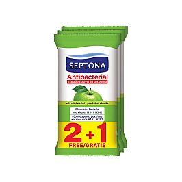 Мокри кърпи Septona Ябълка 2+2 Антибактериални 15 бр.