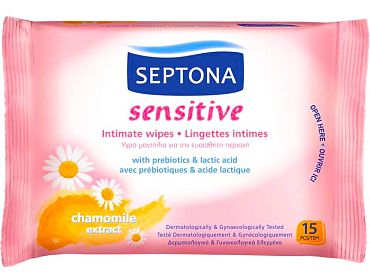 Мокри кърпи Septona интимни Sensitive 15 бр.