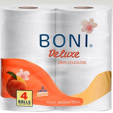 Тоалетна хартия Boni deluxe с Праскова 3-пластова 4 бр. 