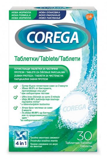 Таблетки за почистване на протези Corega Parts 30 бр.