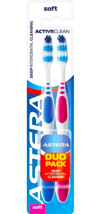 Четка за зъби Astera 1+1 Active Clean Soft